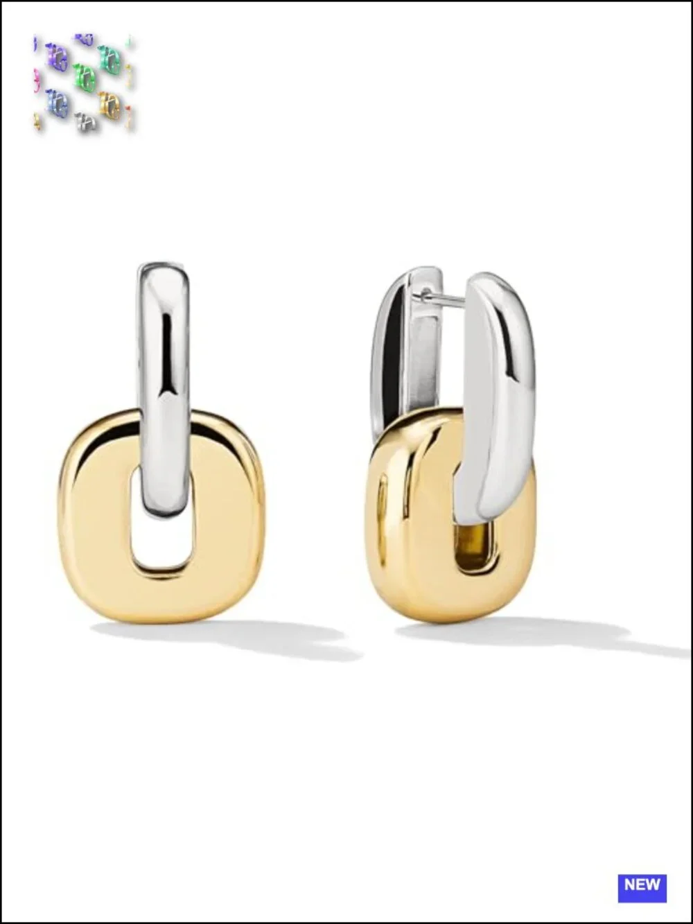Convertible Geometric Hoop Earrings with Detachable Link, Hypoallergenic Mixed